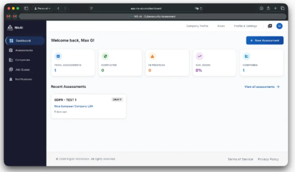 NisAI Dashboard screen